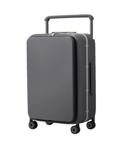 Koffer mit breitem Griff für Herren, Handgepäck, Damen, Reisetrolley, PC, Aluminiumrahmen, Handgepäckkoffer, Rockgrau, 61 cm von Suwequest