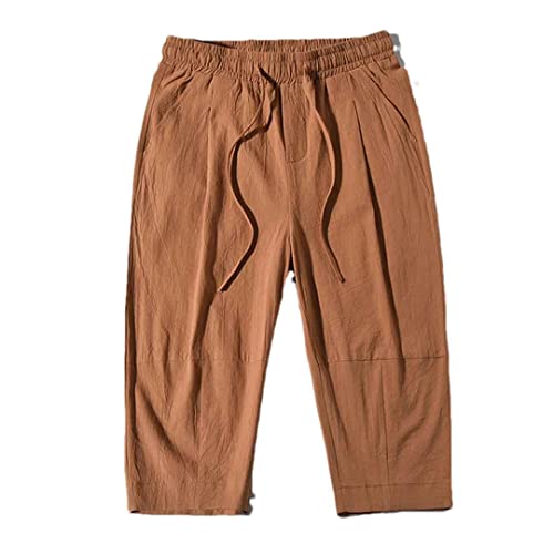 Lässige Shorts für Herren, Baumwolle, einfarbig, Haremshose, Sommer-Shorts, knielang, kurze Hose für Herren, Khaki9, L von Suwequest