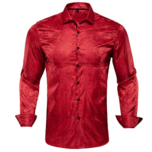 Langarm Seidenhemden Für Männer Herrenhemd Slim Fit Floral Paisley Hemden Männlich 1018 XXL von Suwequest