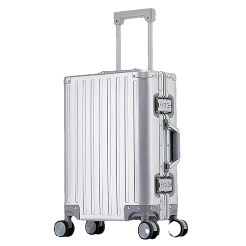 Modische Aluminium-Gepäckbox für Herren und Damen, Aluminium, Handgepäck, 50,8 cm, Boarding, Reisen, Metallkoffer, silber, 61 cm (24 zoll) von Suwequest