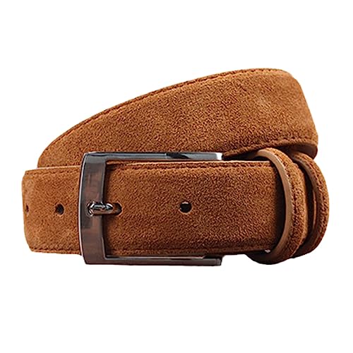 Modischer Herren-Gürtel aus echtem Leder, Wildleder, Rindsleder, luxuriös, gebürstetes Metall, Dornschließe, Hellbraun, 105CM Modischer Herren-Gürtel aus echtem Leder, Wildleder, Rindsleder, luxuriös, gebürstetes Metall, Dornschließe, Hellbraun, 105CM von Suwequest