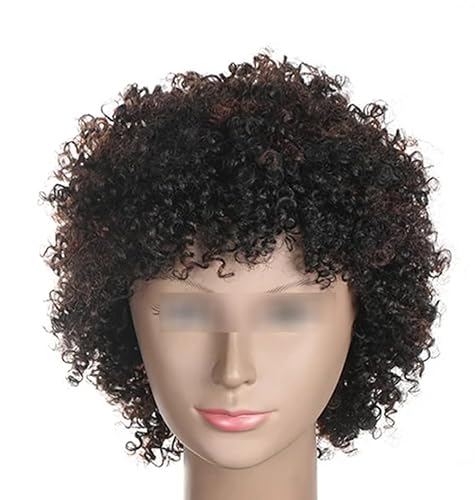Natürliche brasilianische Afro-Perücke, lockig, kurz, maschinell hergestellt, Remy-Echthaar-Perücke für schwarze Frauen, F1B33, 25,4 cm, #180% von Suwequest