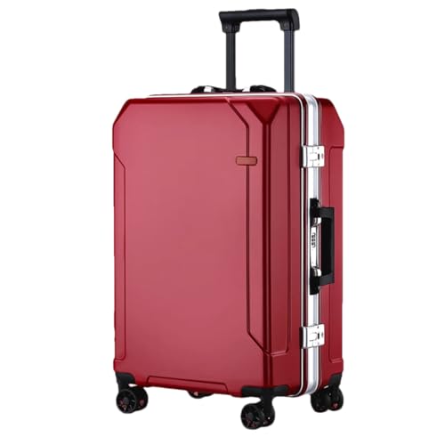 Reisegepäck, modisch, 50,8 cm, 61 cm, 71,1 cm, Aluminiumrahmen, Trolley-Koffer für Damen und Herren, Rot (weißer Rand), 55,9 cm (22 zoll) von Suwequest