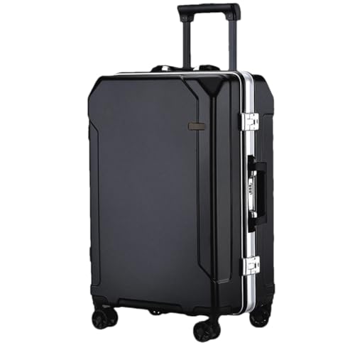 Reisegepäck, modisch, 50,8 cm, 61 cm, 71,1 cm, Aluminiumrahmen, Trolley-Koffer für Damen und Herren, Schwarz (weißer Rand), 71,2 cm (28 zoll) von Suwequest