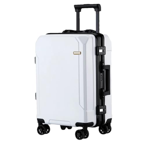 Reisegepäck, modisch, 50,8 cm, 61 cm, 71,1 cm, Aluminiumrahmen, Trolley-Koffer für Damen und Herren, Weiß (schwarzer Rand), 61 cm (24 zoll) von Suwequest