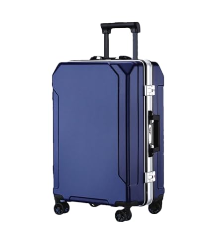 Reisegepäck, modischer Koffer, Aluminiumrahmen, Trolley-Koffer für Damen und Herren, Blau (weißer Rand), 51 cm von Suwequest