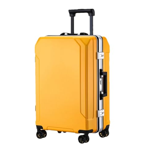 Reisegepäck, modischer Koffer, Aluminiumrahmen, Trolley-Koffer für Damen und Herren, Gelb (weißer Rand), 61 cm (24 zoll) von Suwequest