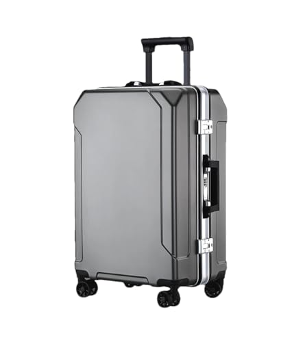 Reisegepäck, modischer Koffer, Aluminiumrahmen, Trolley-Koffer für Damen und Herren, Grau (weißer Rand), 71,2 cm (28 zoll) von Suwequest