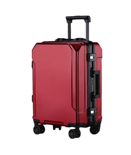 Reisegepäck, modischer Koffer, Aluminiumrahmen, Trolley-Koffer für Damen und Herren, Rot (schwarzer Rand), 51 cm von Suwequest