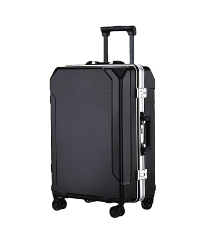 Reisegepäck, modischer Koffer, Aluminiumrahmen, Trolley-Koffer für Damen und Herren, Schwarz (weißer Rand), 66 cm von Suwequest