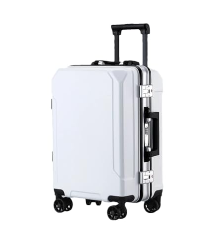 Reisegepäck, modischer Koffer, Aluminiumrahmen, Trolley-Koffer für Damen und Herren, Weiß (weißer Rand), 51 cm von Suwequest