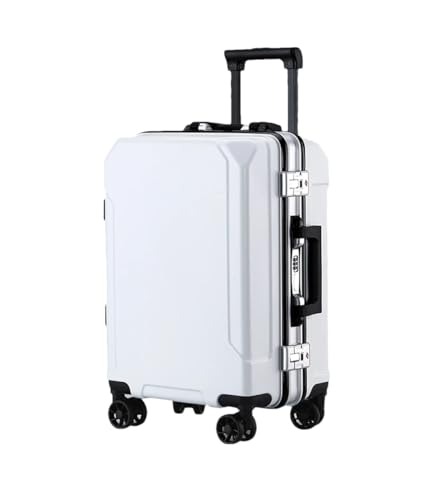 Reisegepäck, modischer Koffer, Aluminiumrahmen, Trolley-Koffer für Damen und Herren, Weiß (weißer Rand), 55,9 cm (22 zoll) von Suwequest