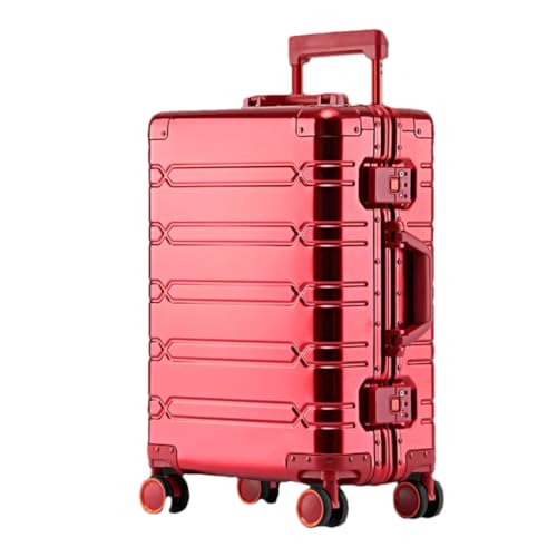 Rollkoffer aus Aluminiumlegierung, 50,8 cm, für Damen und Herren, Metall, Business-Koffer, rot, 74 cm von Suwequest