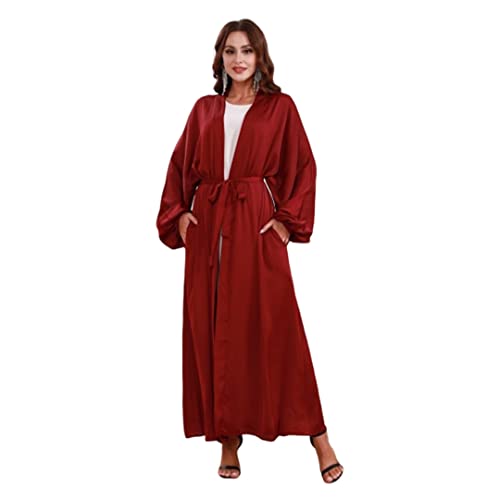 Roter Kaftan Dubai Abaya Kimono Cardigan Robe Muslimisches Kleid Abayas Frauen Kaftan Islamische Kleidung Eid Caftan Arabisches Kleid, a, X-Large von Suwequest
