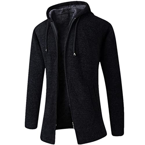 Strickjacke Langarm Solid Herren Pullover Mantel Dicker Casual Slim Klassisch Warm Männlich Frühling Herbst, Schwarz , XX-Large von Suwequest