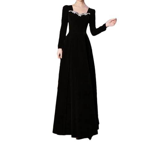 Suwequest Abendkleid, Laufsteg, Hochzeit, Partykleid für Damen, einteilig, Herbst, Winter, schmal, A-Linie, Schwarz , L Suwequest Abendkleid, Laufsteg, Hochzeit, Partykleid für Damen, einteilig, Herbst, Winter, schmal, A-Linie, Schwarz , L von Suwequest