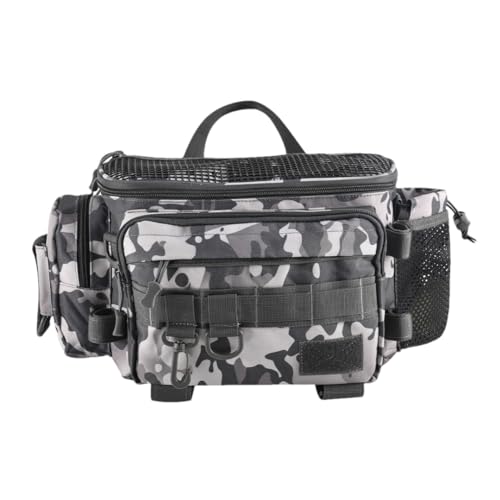 Suwequest Angelausrüstungstasche, einzelne Schultertasche, Umhängetasche, Hüfttasche, multifunktionale Fischköder, Werkzeug, Ausrüstung, Aufbewahrung, Angeltasche, Camo1 Grau von Suwequest