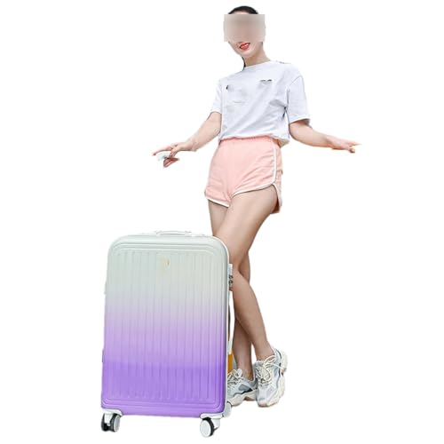 Suwequest Gepäckkoffer für Damen mit großer Kapazität Reisetrolley Koffer für Herren Universal, Lila, Weiß, 66 cm von Suwequest
