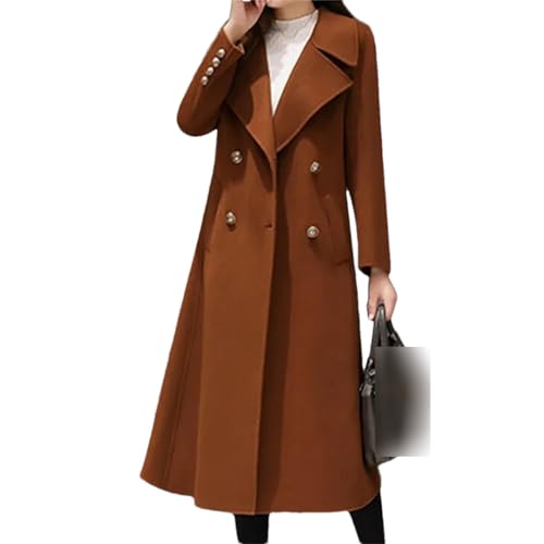 Suwequest Kaschmir-Outcoat für Damen, Wintermode, lockere Passform, langer Wollmantel, zweireihiger Outcoat, caramel, 38 Suwequest Kaschmir-Outcoat für Damen, Wintermode, lockere Passform, langer Wollmantel, zweireihiger Outcoat, caramel, 38 von Suwequest