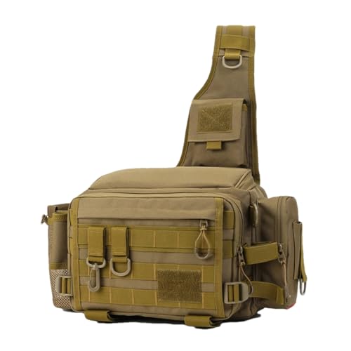 Suwequest Köder-Angeltasche, multifunktionale Hüfttasche, Angelrutentasche, Schultertasche, Angelausrüstungstasche, Khaki Plus von Suwequest