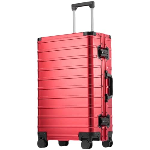 Suwequest Koffer aus Aluminiumlegierung, Universalrad, leises Rollgepäck, für Damen und Herren, Metall, wasserdichter Trolley-Koffer, rot, 51 cm von Suwequest
