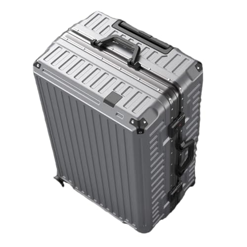 Suwequest Koffer mit großem Fassungsvermögen, Aluminiumrahmen, Universalrad, für Herren und Damen, Passwort, Gepäck, Boarding Box, silber, 51 cm von Suwequest