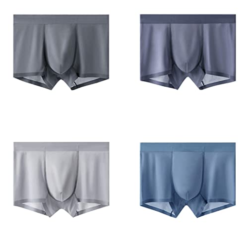 Suwequest Men Boxer Shorts atmungsaktive Eisseide Unterwäsche Mann Boxer Shorts nahtloses männliches Höschen 4pcs Beige XXL 4pcs von Suwequest