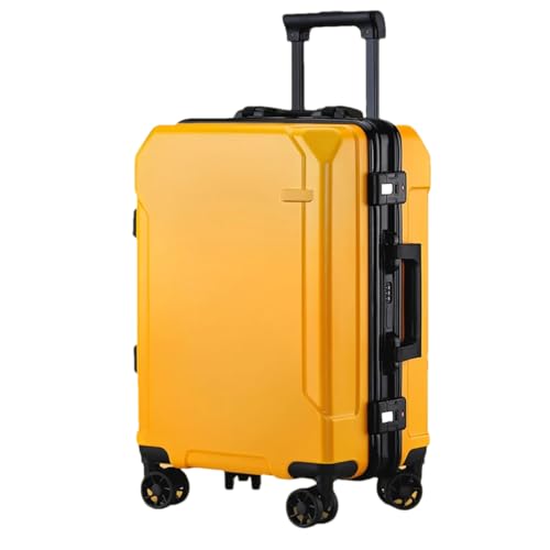 Suwequest Reisegepäck, modisch, 50,8 cm, 61 cm, Aluminiumrahmen, Trolley-Koffer für Damen und Herren, Kabinenkoffer, Gelb (schwarzer Rand), 55,9 cm von Suwequest