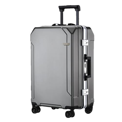 Suwequest Reisegepäck, modisch, 50,8 cm, 61 cm, Aluminiumrahmen, Trolley-Koffer für Damen und Herren, Kabinenkoffer, Grau (weißer Rand), 61 cm von Suwequest