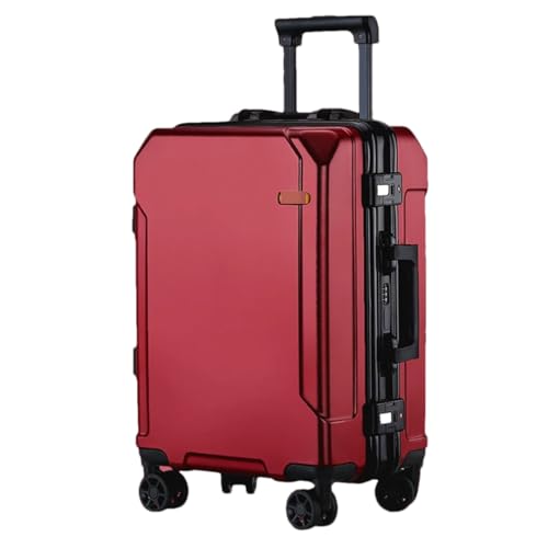 Suwequest Reisegepäck, modisch, 50,8 cm, 61 cm, Aluminiumrahmen, Trolley-Koffer für Damen und Herren, Kabinenkoffer, Rot (schwarzer Rand), 66 cm von Suwequest