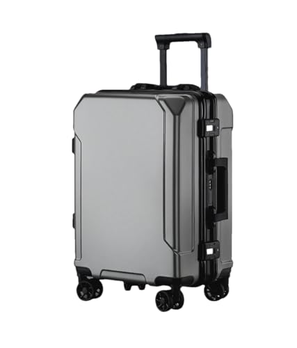 Suwequest Reisegepäck, modischer Koffer, Aluminiumrahmen, Trolley-Koffer für Damen und Herren, kleines Kabinengepäck, Grau (schwarzer Rand), 61 cm (24 zoll) von Suwequest