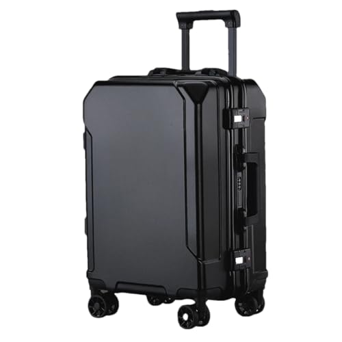 Suwequest Reisegepäck, modischer Koffer, Aluminiumrahmen, Trolley-Koffer für Damen und Herren, kleines Kabinengepäck, Schwarz (schwarzer Rand), 55,9 cm (22 zoll) von Suwequest