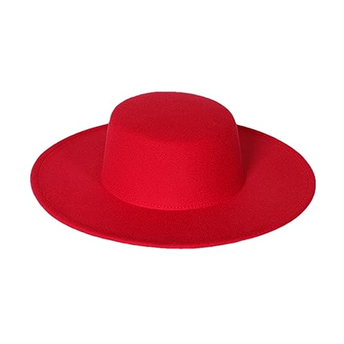 Suwequest Übergroßer Hut Mit Flachem Rand, Französischer Filzhut, Outdoor-Sonnenhut, Damen-Fedora-Hut Mit Großer Krempe M Suwequest Übergroßer Hut Mit Flachem Rand, Französischer Filzhut, Outdoor-Sonnenhut, Damen-Fedora-Hut Mit Großer Krempe M von Suwequest