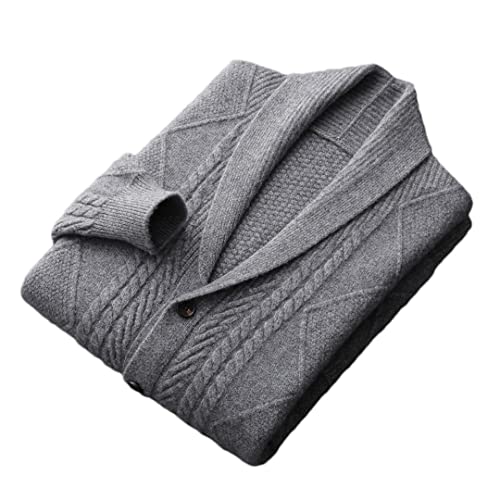 Suwequest Winter Kaschmir Cardigan Herren Revers Mantel Pullover Lose Business Dicke Tops Strick Jugend Jacke, grau, X-Large von Suwequest