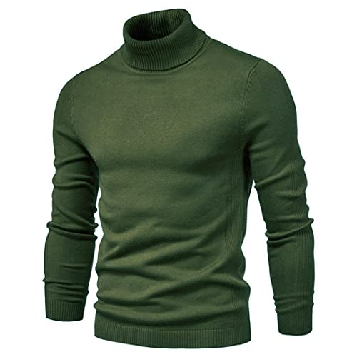 Suwequest Winter Rollkragen Dicke Herren Pullover Casual Hals Warm Schlank Rollkragenpullover Pullover Männer HIGH001-Army EN8 EUR M von Suwequest
