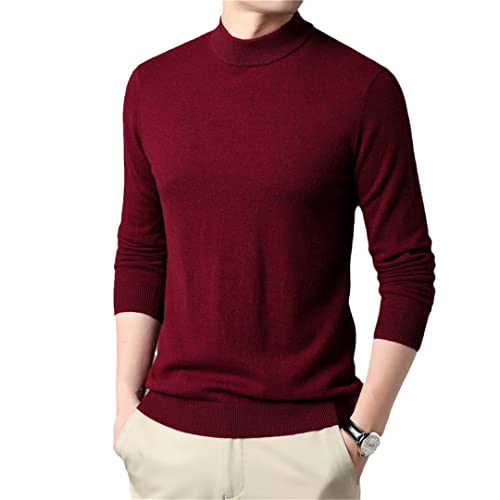 Suwequest Wollpullover Herrenbekleidung Herbst Winter Dicke Warme Stehkragen Pullover Gestrickte Kaschmirpullover Red XXL von Suwequest