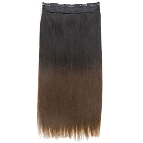 Synthetische Clip-In-Haarverlängerung Ombre Long Straight Flase Hair Pieces For Women 24" 5Clips One Piece 3/4 black to brown 24inches von Suwequest