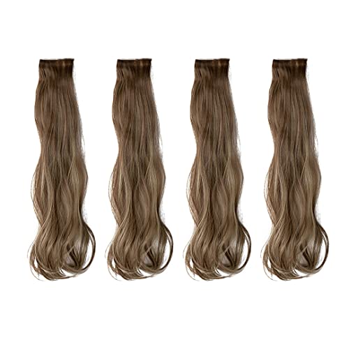 Synthetische Haarspange In Haarverlängerungsklemme 16"20" 24"Lange Gewellte Lockige 4-Teilige Natürliche Haarverlängerung Gefälschtes Haarteil Für Frauen Brown Ash Blonde 24inches von Suwequest