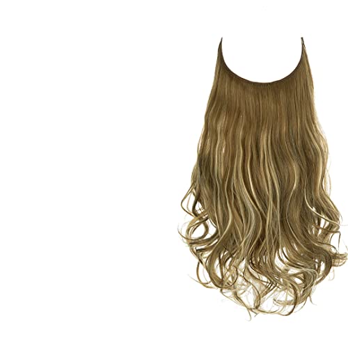 Synthetische Haarverlängerungen Keine Clips Gefälschtes Ombre Rosa Blond Braun Schwarz Natürliches Gewelltes Falsches Haarteil Für Frauen EN8ish Brown 18inches#1 PC von Suwequest