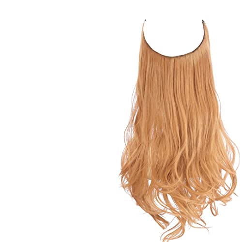Synthetische Haarverlängerungen Keine Clips Gefälschtes Ombre Rosa Blond Braun Schwarz Natürliches Gewelltes Falsches Haarteil Für Frauen Peach 14inches#1 PC von Suwequest