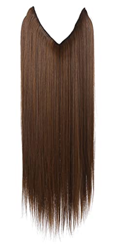 Synthetische No Clip Haarverlängerung Ombre Künstliche Natürliche Gefälschte Falsche Lange Kurze Gerade Haarteil Blonde Für Frauen Light brown 18inches von Suwequest