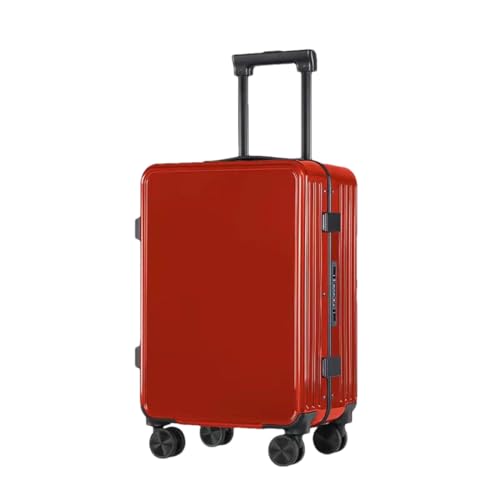 Trolley-Koffer mit Aluminiumrahmen, für Damen, Business-Gepäck, Studenten, Passwortbox, Unisex, modisch, helle Farben, rot, 51 cm von Suwequest