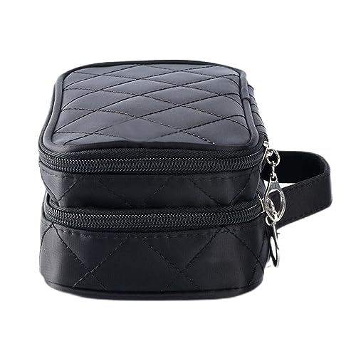 Kosmetikbeutel Doppelschicht Make -up -Tasche mit Mirror Beauty Make -up Pinselbeutel Reisekit Organizer Kosmetiktasche für Frauen (schwarz) von Suxdlan