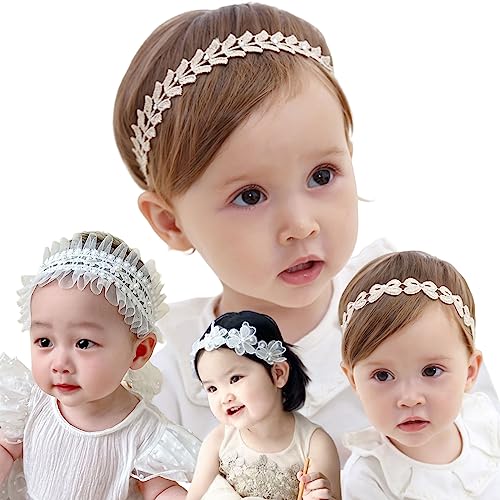 Baby Mädchen Nylon Haarbänder, 4 Stück Spitze Gummibänder Haarbänder niedlich weich Schmetterling Haarbänder Neugeborenes Kleinkind Kleinkinder Kinder Haar Accessoire von Suxgumoe