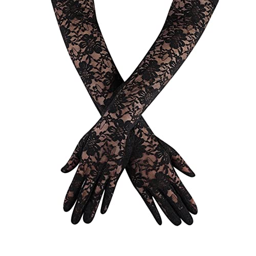 Suxgumoe Lange Spitzenhandschuhe, Frauen Blumenspitze Armstulpen Spitze Armstulpen Fingerlose Fahrhandschuhe für Hochzeitsfeier von Suxgumoe