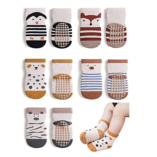 Suxgumoe Rutschfeste Socken für Baby, 5 Paar Mädchen Jungs Anti Rutsch Kinder Rutschfeste Socken Sportsocken Stoppersocken für Babies Toddlers and Kids von Suxgumoe