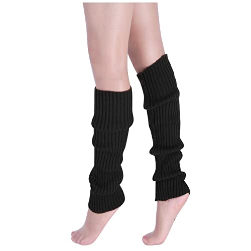 Suxgumoe Stulpen Damen Lange Winter Beinwärmer, Winter Stricken Legwarmers Mädchen Stiefel Boot Abdeckung Alpaka Socken für Herbst und Winter (schwarz) von Suxgumoe