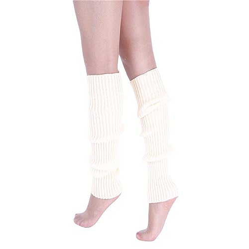 Suxgumoe Stulpen Damen Lange Winter Beinwärmer, Winter Stricken Legwarmers Mädchen Stiefel Boot Abdeckung Alpaka Socken für Herbst und Winter (weiß) von Suxgumoe