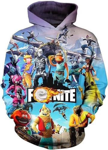 Battle Royale Spiel Pullover Jungen Hoodie Unisex 3D gedruckt Anime Sweatshirts Mädchen Pullover Langarm Kapuzenpullover (DE/NL/SE/PL, Numerisch, 150, Regular, Style F) von Suyaluoi