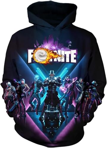 Battle Royale Spiel Pullover Jungen Hoodie Unisex 3D gedruckt Anime Sweatshirts Mädchen Pullover Langarm Kapuzenpullover (DE/NL/SE/PL, Numerisch, 160, Regular, Black) von Suyaluoi